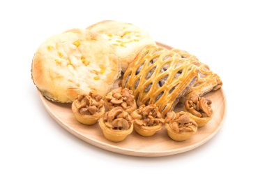 şekerleme kek, ekmek Mısır mayonaise ve taro börek ile 