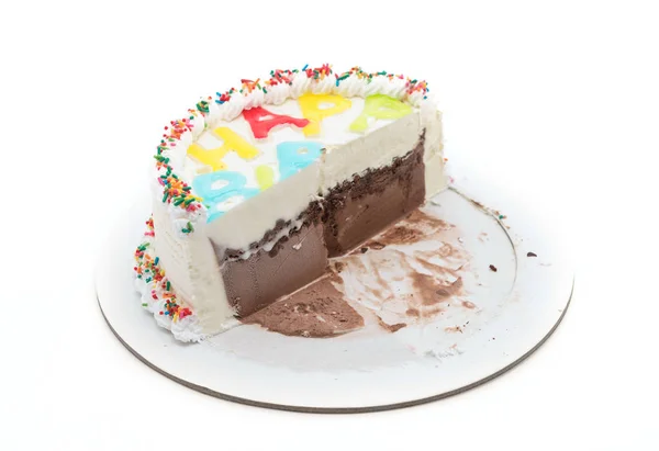 Všechno nejlepší k narozeninám-zmrzlinový dort na bílém — Stock fotografie