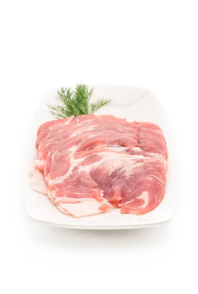 Carne di maiale fresca affettata — Foto Stock