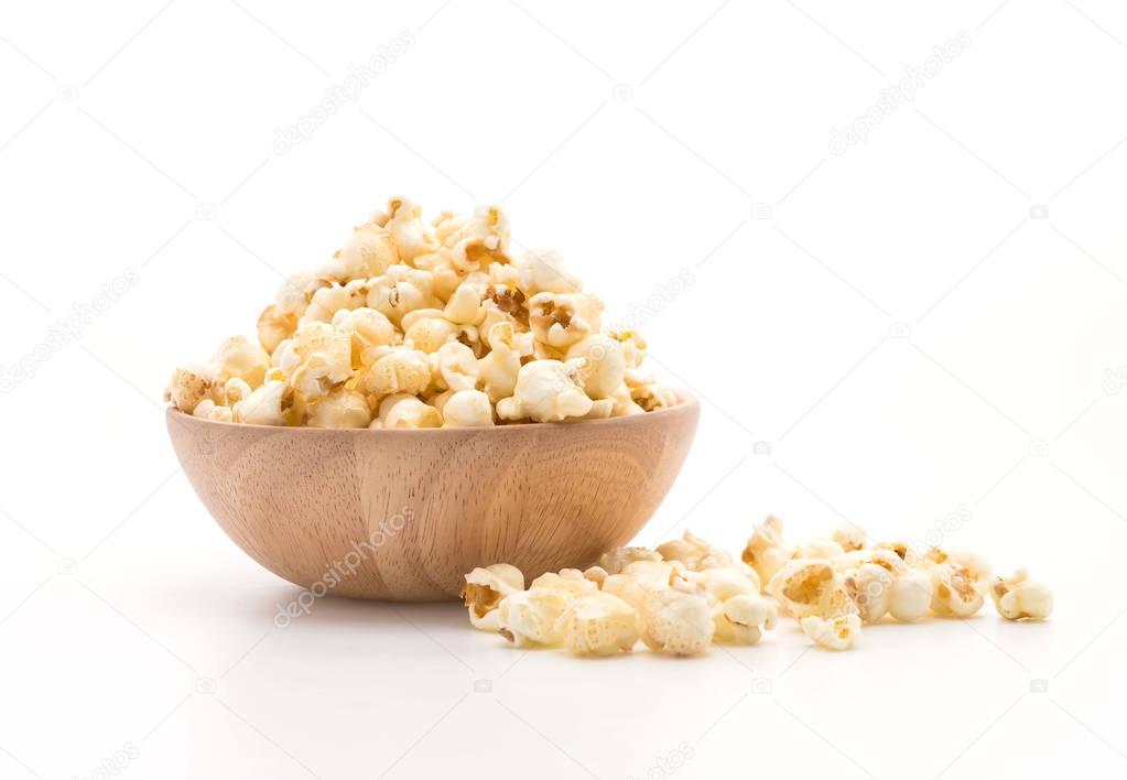 caramel popcorn on white