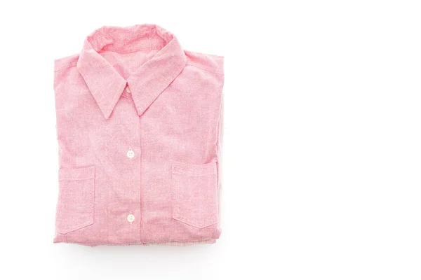 Rosa skjorta vikta på vit — Stockfoto