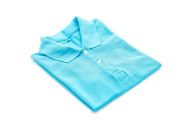 Camisa azul. t-shirt dobrada em branco — Fotografia de Stock