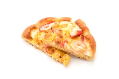 Beyaz arka plan üzerinde izole hawaiian deniz ürünleri pizza 