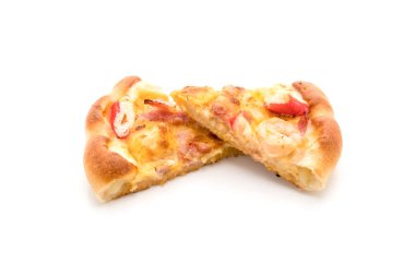 Beyaz arka plan üzerinde izole hawaiian deniz ürünleri pizza 
