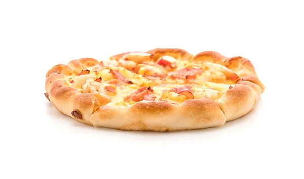 Hawaiian seafood pizza isolated on white background — Stock Photo, Image