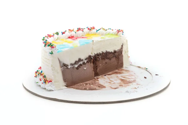 Zadowolony urodziny lody-ciasto na białym — Zdjęcie stockowe