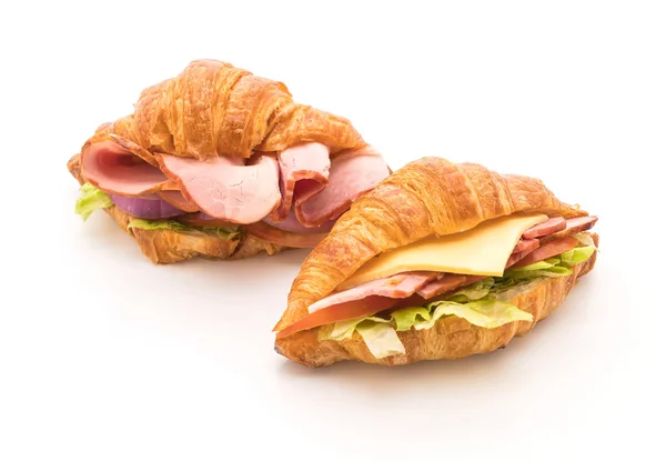 Croissant sandwich ham — Stock Photo, Image