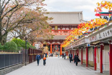 Toyko, Japonya - 16 Kasım 2016: turist Nakamise Dori üzerinde yürümek 