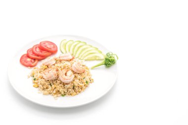 Kızarmış pirinç ve karides.