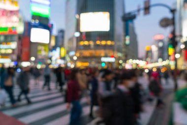 Yaya geçidi Shibuya kasaba, kalabalık insanlar bulanıklık