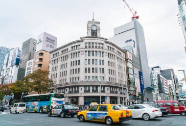 Tokyo, Japonya - 16 Kasım 2016: Tokyo Ginza Dis, Cityscape