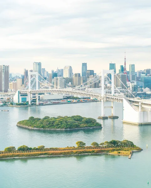 Tokyo skyline avec tour de Tokyo et pont arc-en-ciel . — Photo