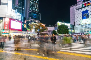 Tokyo, Japonya, 17 Kasım 2016: Shibuya Crossing, şehir sokak ile