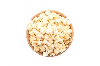 beyaz üzerine karamelli patlamış mısır