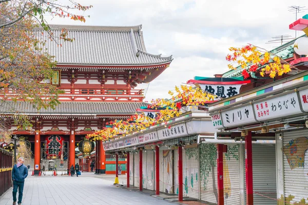 Toyko, Japón - 16 de noviembre de 2016: Los turistas caminan en Nakamise Dori — Foto de Stock