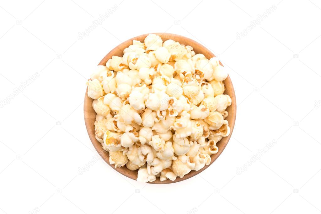 caramel popcorn on white