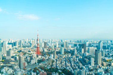 Tokyo şehir manzarası ile Tokyo Tower