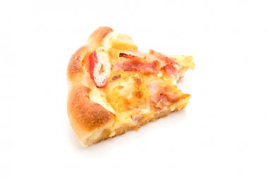 Beyaz arka plan üzerinde izole hawaiian deniz ürünleri pizza 