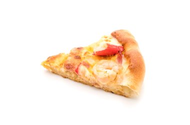 Beyaz arka plan üzerinde izole hawaiian deniz ürünleri pizza 