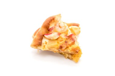 Beyaz arka plan üzerinde izole hawaiian deniz ürünleri pizza 