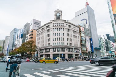 Tokyo, Japonya - 16 Kasım 2016: Tokyo Ginza Dis, Cityscape