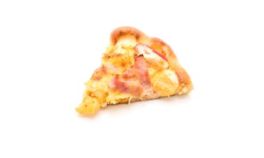 Beyaz arka plan üzerinde izole hawaiian deniz ürünleri pizza 