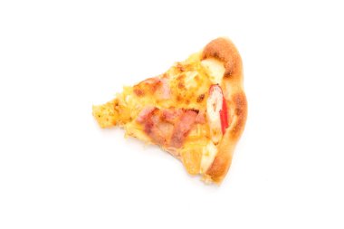 Beyaz arka plan üzerinde izole hawaiian deniz ürünleri pizza 