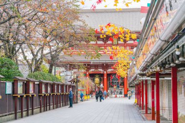Toyko, Japonya - 16 Kasım 2016: turist Nakamise Dori üzerinde yürümek 