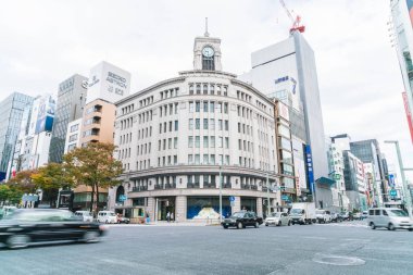 Tokyo, Japonya - 16 Kasım 2016: Tokyo Ginza Dis, Cityscape