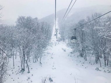 Teleferik Niseko Ski Resort, Hokkaido'da.