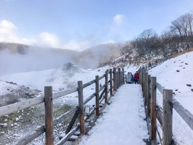Noborobetsu, Hokkaido, Japonya - 17 Aralık 2016: Jigokudani, bilinen 