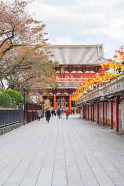 Toyko, Japonya - 16 Kasım 2016: turist Nakamise Dori üzerinde yürümek 