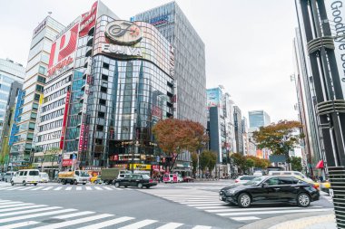 Tokyo, Japonya - 16 Kasım 2016: Tokyo Ginza Dis, Cityscape