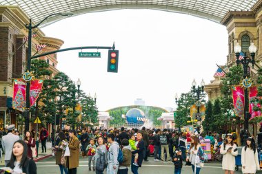 Osaka, Japonya - 21 Kasım 2016: temel tema park konumlar 