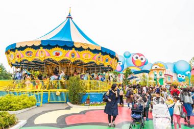 Osaka, Japonya - 21 Kasım 2016: temel tema park konumlar 