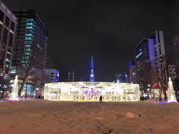 Sapporo, Japonia - 17 paź 2016: Boże Narodzenie świętować Odori Park — Zdjęcie stockowe