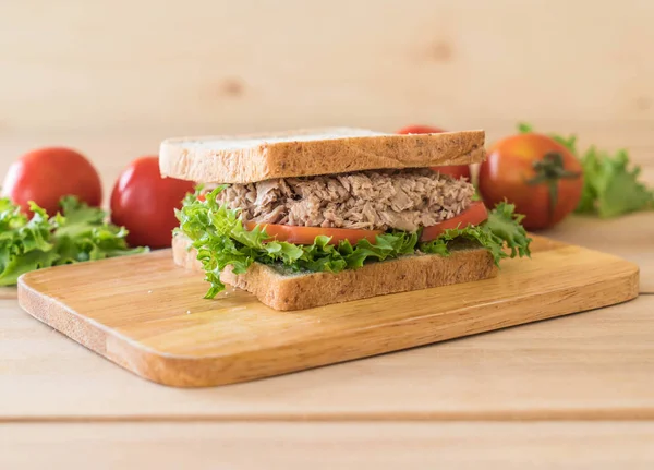 Tuna sandwich on wood — Stock Photo, Image