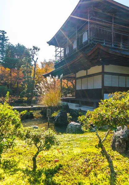 Piękna architektura świątyni Silver Pavillion Ginkakuji — Zdjęcie stockowe