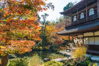 Gümüş Pavilion Ginkakuji Tapınağı'nda güzel mimari