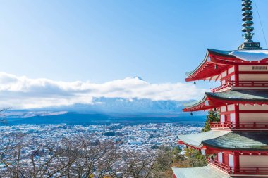 Mt. Fuji Chureito Pagoda Güz, Fujiyoshida ile.
