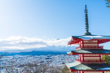 Mt. Fuji Chureito Pagoda Güz, Fujiyoshida ile.