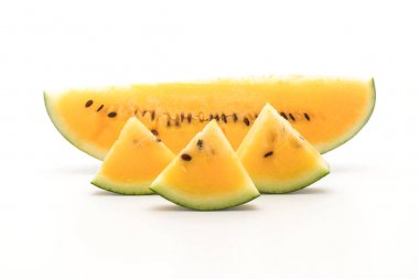 beyaz üzerine taze sarı karpuz 