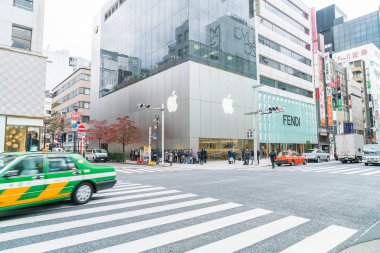 Tokyo, Japonya - 16 Kasım 2016: Tokyo Ginza Dis, Cityscape