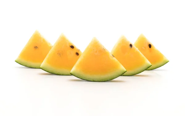 Fresh yellow watermelon on white — Stock Photo, Image