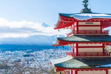 Mt. Fuji Chureito Pagoda Güz, Fujiyoshida ile.
