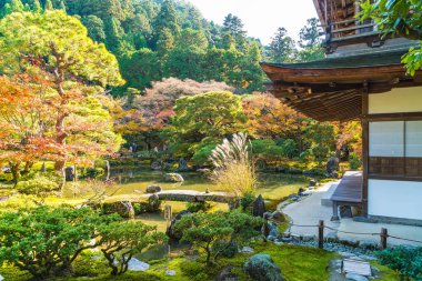 Gümüş Pavilion Ginkakuji Tapınağı'nda güzel mimari