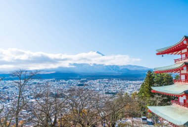 Mt. Fuji Chureito Pagoda Güz, Fujiyoshida ile.