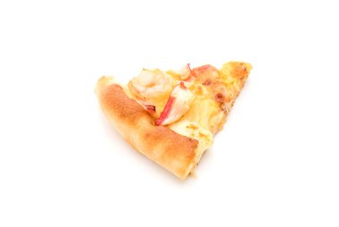 Beyaz arka plan üzerinde izole hawaiian deniz ürünleri pizza 