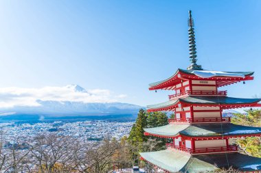 Mt. Fuji Chureito Pagoda Güz, Fujiyoshida ile.