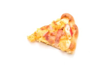 Beyaz arka plan üzerinde izole hawaiian deniz ürünleri pizza 